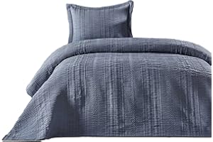 ‎ELART Elart Tagesdecke 180x200 cm und 1 Kissenbezug 50x70 cm | Bettdecke, Bettüberwurf, Tagesdecken | Jacquard-Gewebt Wohndecke weich und Modern | Blau