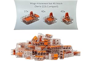 Wago Compact Serie 221, Anslutningsklämmor, set med 90 stycken, 2, 3 och 5 polig, 221-412, 221-413, 221-415