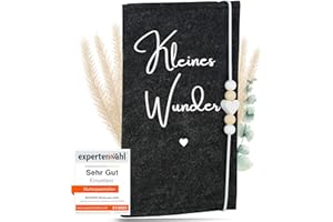 MAHEWA® Mutter-Kind-Pass-Hülle Österreich aus Filz-Stoff | Mutterpass-Organizer Mutterpass-Tasche Schutzhülle (Mutterkindpass "Kleines Wunder", Anthrazit)