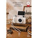 Mini Dijital Retro Kamera CMR50 Beyaz 48MP Selfie Video Vlog Kamerası