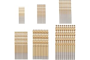 HPMAISON Lot de 60 forets hélicoïdaux en acier rapide avec revêtement en titane 1/1,5/2/2,5/3/3,5 mm pour bois, plastique et aluminium