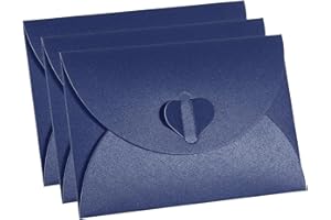 PATIKIL Gift Card Envelopes, 12 Pack Heart Shaped Clasp Small Gift Cards Holder Mini Envelope for Birthdays Weddings, Dark Blue