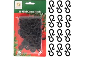 SHATCHI 36Pcs Black Mini Gutter Hooks S Shape – Reusable Christmas Light Hangers, Plastic Gutter Hanging Clips for Outdoor Festival & Seasonal Fairy Lights