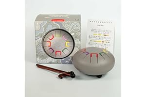 JUEGACONMIGO BABY TAMBÚ.Tamburo a Lingua in Acciaio 6 Pollici (15 cm). Tamburo Metallico a 8 Note. Handpan Drum, Strumento a Percussione Metallico (Grigio - Smoky Loky)