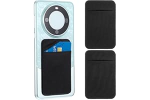 Sibba Kieszeń na karty na telefon komórkowy, 2-pak, portfel na telefon, rozciągliwy, przyklejany pokrowiec, samoprzylepna naklejka z klapką z tyłu, podwójna kieszeń na wszystkie smartfony, Czarny, 9,2