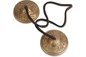 Ajuny Tibetansk tingsha cymbaler klockor mässing buddhistisk meditation | Mässingsmanjira med präglat instrument för ljudläkning, Reiki, mindfulness, yoga, buddhistisk bön och andlig gåva