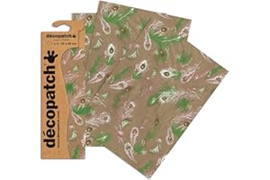Decopatch Papier No. 586 (Grau Grün Pfauenfeder, 395 x 298 mm) 3er Pack