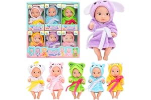 Miunana Mini Bambola Neonato Sleeping Dolls Bambini Ragazze Lavabili Realistici Bambolotti Bambole Piccole Giocattolo Bamboline in Miniatura per Bambini Ragazzi Ragazze (6 Bambole (Stile 7))