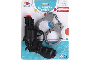 FLYPOP'S - Pistolet Sonore avec Menottes - 183416LIN - Noir - Plastique - À partir de 3 Ans Multicolore