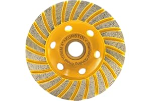 KURSTOL Diamond Grinding Cup Wheel - 4"/100mm Turbo Row Angle Grinder Cup Wheel for Cutting,Grinding,Smoothing,Shaping Concrete,Marble,Granite,Masonry,Brick 7/8"-5/8" Arbor