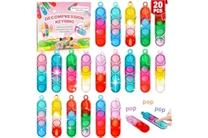Gytera 20 Packs Fidgets Keyring Pop Fidget Toys Adults, Pop Keychain Bulk Toys, Squeeze Toys for Autism Silicone Stress Relief Toys, Stocking Stuffers