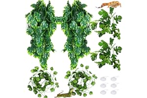 QUOZUO Kunstpflanze hängend, Monstera Hängepflanze, Künstliche Pflanzen Reptilien Terrarium Tropische Blätter, Chamäleon Terrarium Deko für Pflanzenwand Hochzeit Hausgarten Wanddekoration