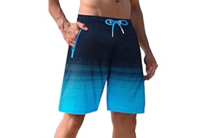 APTRO Men's Swimming Shorts Board Shorts with Zip Pockets Quick Dry Beach Shorts Gradient Swim Shorts with Mesh Lining