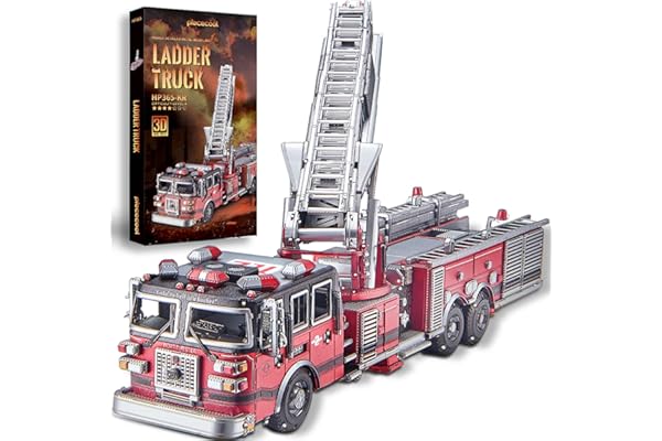 Piececool Puzzle 3D Metal Maquette Véhicules de Pompiers, Puzzle 3D Maquette Modèle Voitures, 3D Puzzle Adulte Acier Inoxydable, Cadeaux, Objets de Collection, Matériaux Métalliques, 354 Pièces