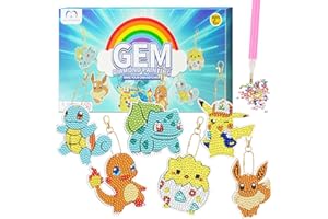 MATHARAGO Diamond Art for Kids 6 Pcs DIY Diamond Painting Keyrings Set, Painting by Number Gem Keychains Craft Kits for Kids Ages 6-12, Gifts for Birthday, Back to School