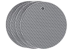 Flintronic Bordsmatta i silikon, 4 st halkfri grytunderlägg, 18 cm vaxkaka köksbordsduk, multifunktionella, varma dynor, sked