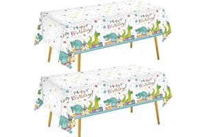 YAAVAAW 2Pack Dinosaur Tablecover Party Table Cloth,130*220CM Dinosaur Printed Happy Birthday Party Tablecloth Rectangular Wipe Clean Plastic Table Covers for Kids,Boys,Dinosaur Theme Birthday Party Supplies