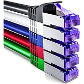 deleyCON 5x 0,25m CAT7 Network Cable &ndash; 10 Gigabit &ndash; Short 25 cm RJ45 Ethernet Patch Cable (Copper, SFTP PiMF Shielding) &ndash; LAN