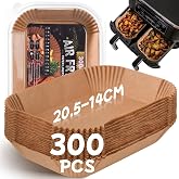 300 Pieces Air Fryer Paper with Dual Zone Double Chambers, 20.5 x 14 cm | Rectangular Baking Paper Accessories Compatible wit