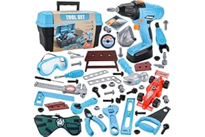 TAVADA Juguete Niños 3 Años Caja Herramientas Juguete con Taladro Eléctrico,Bolsa de Herramientas,Juegos educativos,Regalo Niños Juego de rol de 3 4 5 6 7 8Años