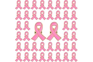 CRAFFANCY 50 Stück Rosa Schleifen-Nadeln Brustkrebs Brosche, Pink Ribbon Brustkrebs Pin mit goldfarbenem Rand, Brustkrebs-Bewusstsein, Anstecknadeln, Hoffnadeln, Emaille, Schmucknadeln für Frauen