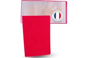 Ugozen Etui Carte Grise - Pochette Porte Papier Voiture ou Moto - Protège Documents Auto Français. Rouge