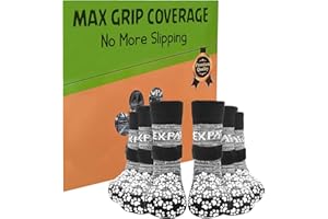 EXPAWLORER 3 Pairs Anti-slip Dog Socks Paws Stop Licking, Dog Paw Protector with Grips Double-sided Strong Traction, Adjustable Dog Boots Shoes for Senior Dogs Hard Floor Indoor Outdoor Walk, Grey M