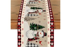 BSITSSS Runner Natalizio Da Tavolo, Runner da Tavolo Natalizio Decorazioni, Pupazzo di Neve Runner Tavola Natalizio, Albero di Natale Runner da Tavolo Natale,Natalizio Runner per il Tavolo