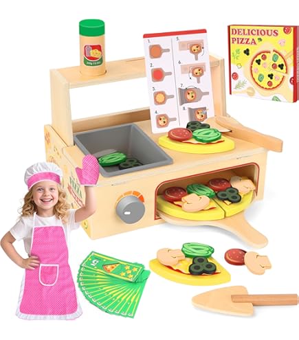 Houten pizzaoven met accessoires voor kinderen Houten pizzaoven met accessoires voor kinderen