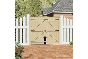INMOZATA Double Garden Gates, high Wooden Pedestrian Gate with Lock and Knocker The Swing Gates For Garden(6ft9''wide*6ft high)