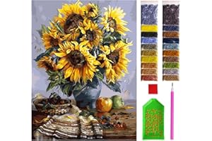 ARTULIO Diamond Painting Set - Gelbe Sonnenblumen auf Küchentisch - 30x40 cm – 5D Diamant Painting Bilder, Diamond Painting Erwachsene