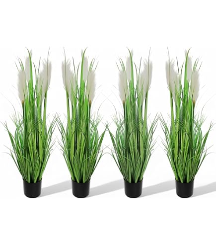 Kunstplant - siergras - groen - in gouden pot - 33 cm | Leen Bakker