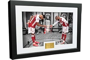 KITBAGS & LOCKERS Alexandre Lacazette Pierre-Emerick Aubameyang Arsenal FC - Marco de fotos con autografiado (12 x 8 cm, A4), diseño de Alexandre Lacazette