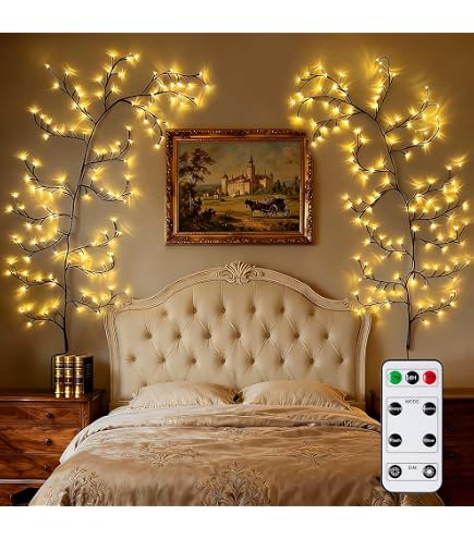 Gresonic LED Lichterkette Mit Rosen & Weidenzweigen – 48 LEDs, 8 Modi, Fernbedienung & Timer, USB-betrieben Für Deko In Schlafzimmer, Wohnzimmer Oder Als Weihnachtsdeko