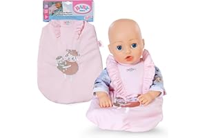 BABY born Puppenschlafsack - Rosa Schlafsack mit Rüschen & Klettverschluss - Hochwertiges Puppenzubehör - Geeignet für alle 36 cm & 43 cm Puppen