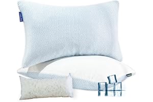 Flanhorest Kühlendes Kissen für heiße Schläfer - Kissen für Seiten- und Rückenschläfer - verstellbare Bettkissen Queen - zerkleinertes Gedächtnisschaum-Kühlgel-Kissen mit extra Füllung