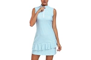 MoFiz Vestido Sin Mangas Mujer Polo Vestido Golf Tennis Verano Deportivo Dress con Pantalones Cortos