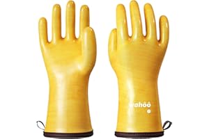‎LANON PROTECTION LANON Liquid Silicone Heat Resistant Grill Gloves, Pot Gloves, Baking Gloves, Oven Gloves, Grilling, Baking, Cooking, Non-Slip, Waterproof, Yellow, M/8