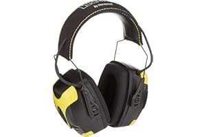 Howard Leight Honeywell 1034491 Impact Pro Orejera Industrial sobre la Cabeza con Protección Activa, Micrófonos Estéreo Direccionales, Conexión Jack de Audio, Negro y Amarillo, SNR 33 dB