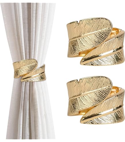 4 Fermatende Dorati A Foglia Regolabili - Per Corde Tende, Lunghezza 38-65 Cm, Stile Elegante - Foto 6