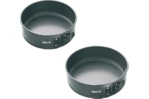 MASTER CLASS MasterClass Set di 2 tortiere a forma di molla da 23 e 20 cm con antiaderente senza PTFE, PFOA e BPA, robusto acciaio al carbonio da 1 mm con antiaderente senza PFOA, include 2 teglie a fondo libero