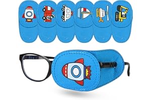 FADBUDS 6 Pezzi Benda Occhio Pigro Bambini, Patch Occhio per Occhiali, Blu Riutilizzabili Sull'Occhio in Non Tessuto Eye Patch Coprente per Occhio Sinistro per Bambini e Adulti con Ambliopia e Strabismo