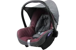 BAMBINIWELT Bezug Ersatzbezug kompatibel mit Maxi-Cosi CabrioFix für Babyschale 6-tlg Komplett-Set hochwertiges Polyestergemisch (meliert grau-bordeaux)