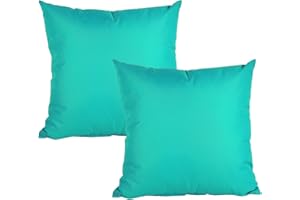 JACK 2er Set Outdoor Kissenhülle Kissenbezug 50x50cm Wasserfest Sitzkissen Lounge Kissen Garten Stuhl Lotus Effekt, Farbe:Türkis