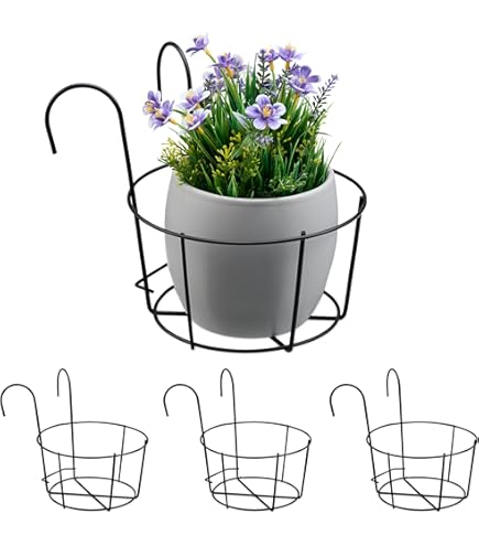 Set 3 Portavasi In Ferro Da Parete O Recinzione, 16 Cm, Nero - Supporti Per Piante Da Balcone E Giardino, Interni/Esterni - 5