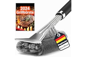‎TNTOR Grillbürste, Update Grill Reinigungsbürste mit Edelstahl Bieröffner, Spatel und Borsten. PP Wärmedämmung Griff, für Gasgrill, Holzkohlegrill, Kugelgrill, Elektrogrill und Grillrost.