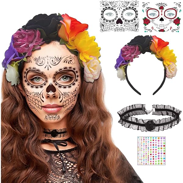 Tag Der Toten Oeeo Halloween Haarreif Und Schleier  Produktbild-Vorschau 9