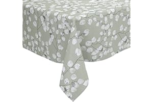 Karina Home Honesty Floral Linen Tex Wipe Clean Tablecloth Vinyl PVC (Sage Green, 200cm x 140cm)
