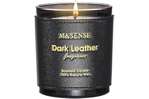 ‎M&SENSE M&SENSE Świece zapachowe sojowe ciemna skóra |283 g, śmiały i męski zapach 50 godzin, zapachowa świeca do nowoczesnego środowiska, prezent dla mężczyzn na urodziny i design