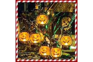FAOKZE Lanterne citrouille vintage,citrouille lumière 6 pcs, citrouille portative Led,citrouille lanterne avec différentes expressions,citrouille décorative Halloween Illuminée.